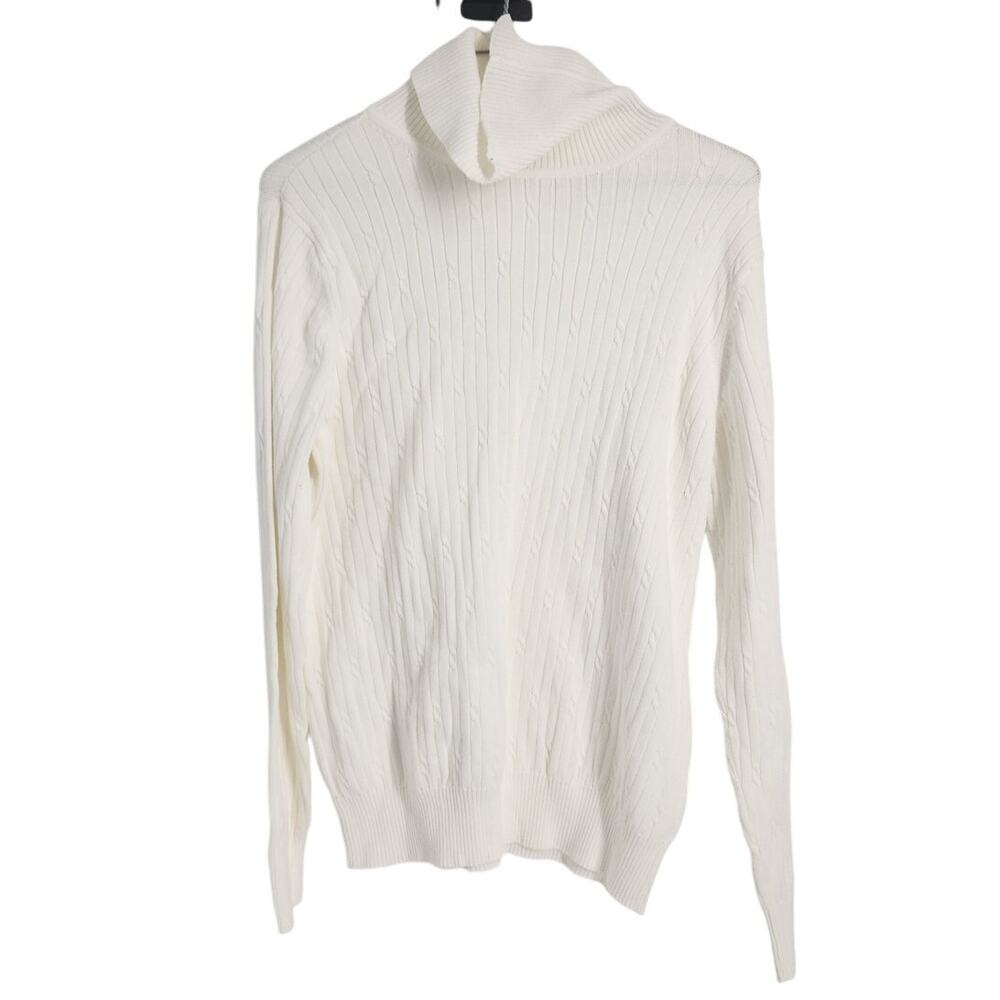 Kim Rogers Cream Colored Cowl Neck Long Sleeve Ribbed Sweaters Womens Large L
